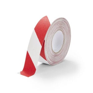 Antisliptape. Kleur: rood/wit. Breedte: 50 mm (5 cm).